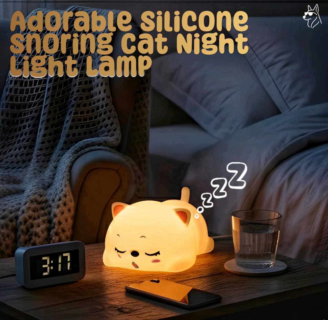 Adorable Silicon Snoring Cat Night Light Lamp