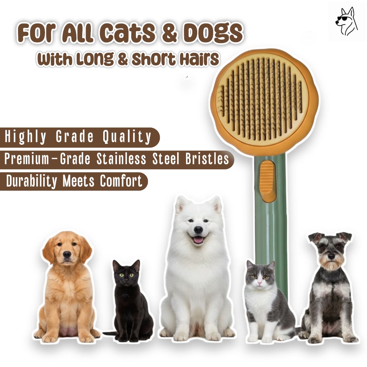 Premium Self Cleaning Dog & Cat Grooming Comb