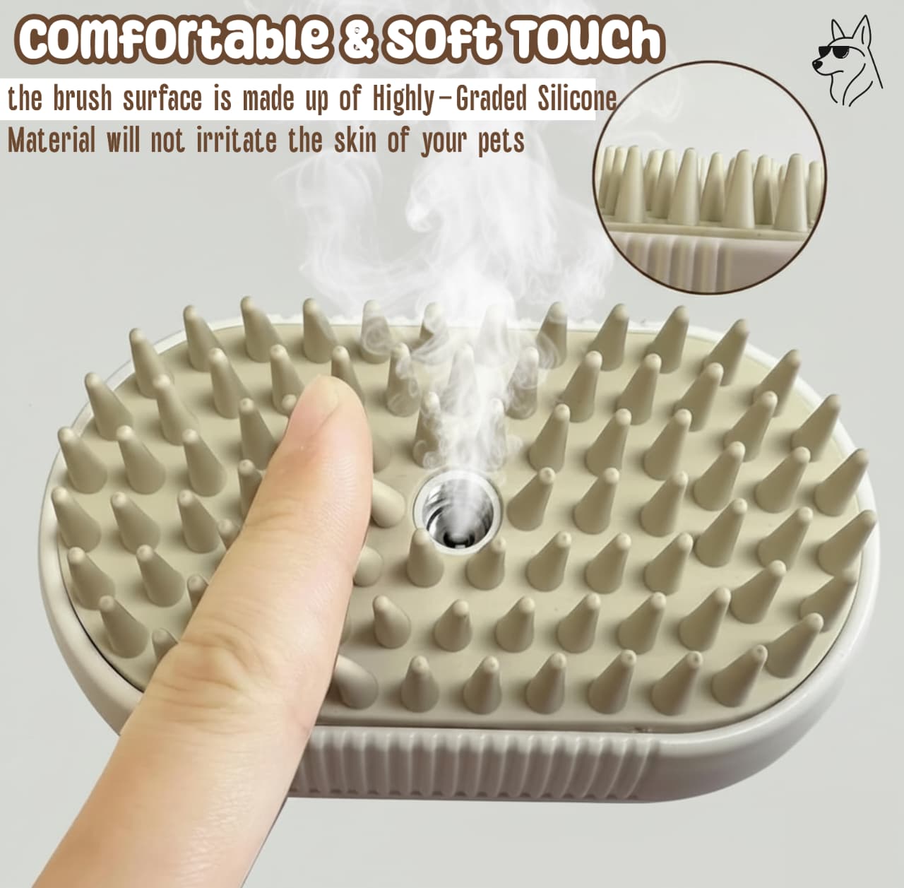 Premium Steam Grooming Brush for Dogs & Cats
