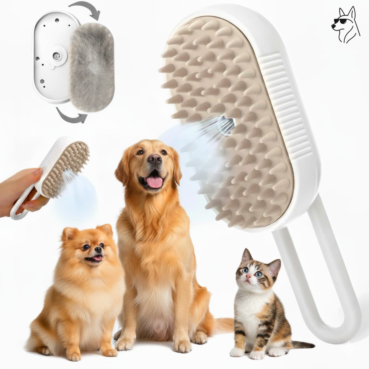 Premium Steam Grooming Brush for Dogs & Cats